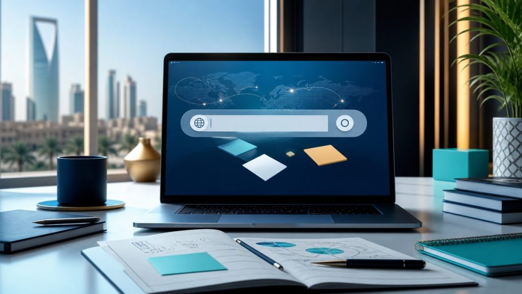واجهة بحث دومين احترافي لعلامة تجارية رقمية